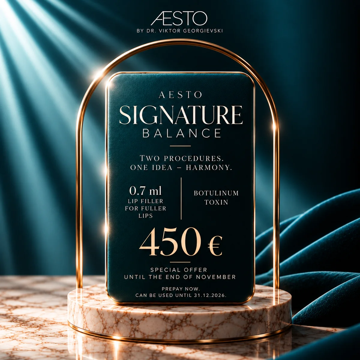 AESTO Signature Balance – 0.7 ml lip filler and botulinum toxin, €450